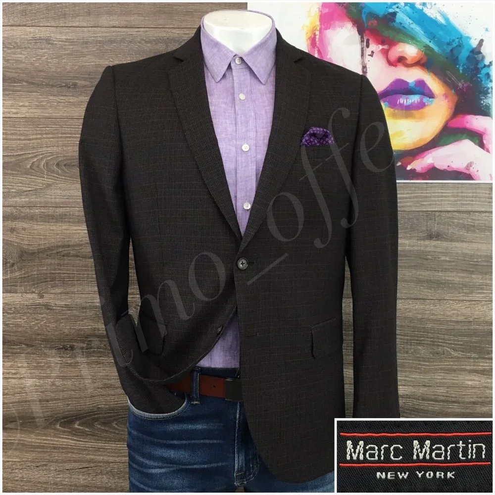Marc Martin Mens Blazer Sport Coat Two Button‎ Jacket Wool 44R Men Casual Suits